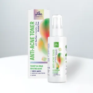 Lea Anti-Acne тонер за лице со чајно дрво, азиска центела и алое, без алкохол.